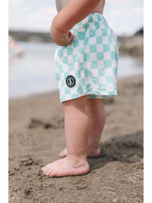 Seafoam checkered swim shorts